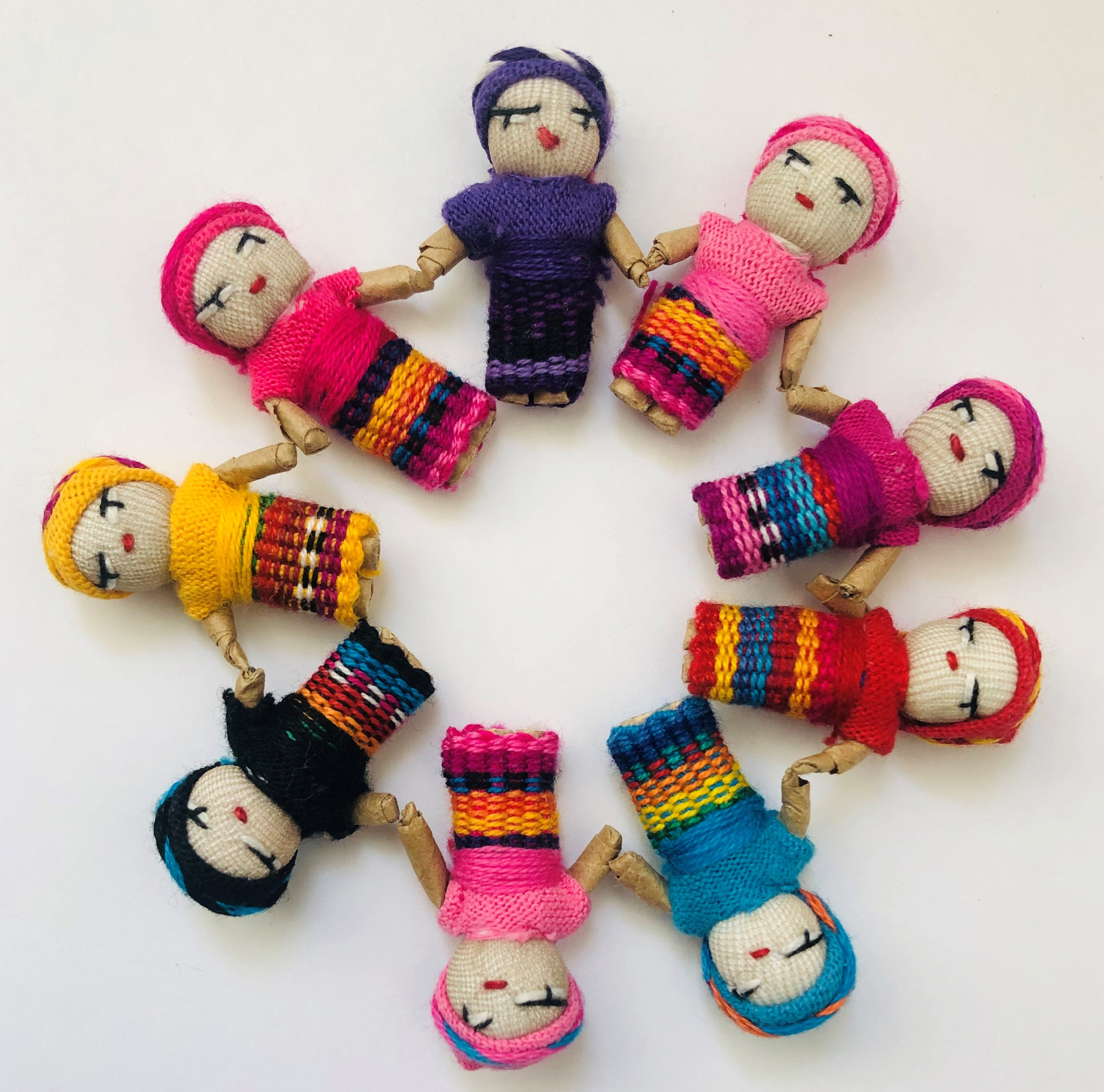 Worry dolls are small, mostly hand-made dolls that originate from Guatemala  and Mexico