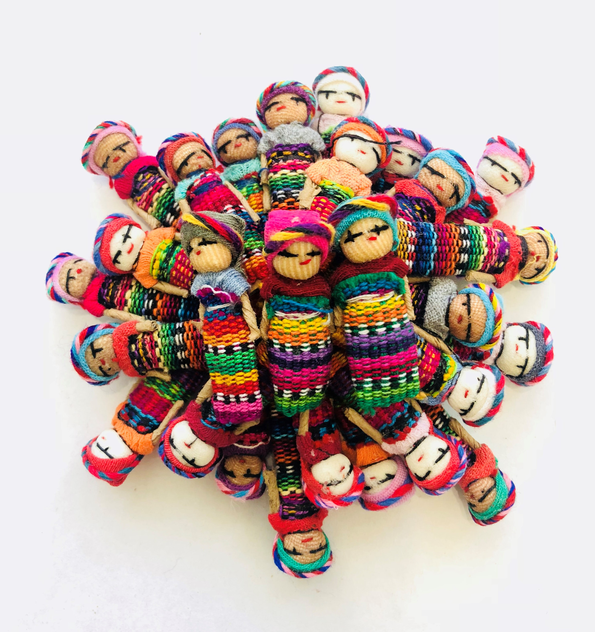 worry dolls small mini figurine decorative handmade cotton