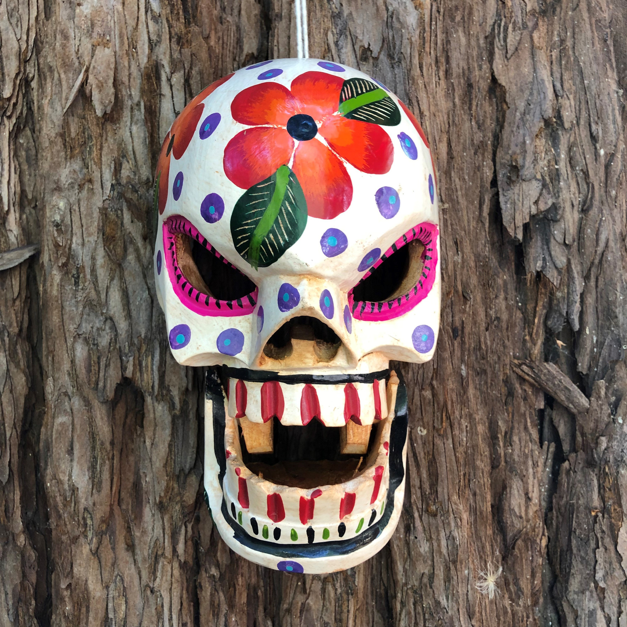 Hand Carved, day of the dead wooden mask , Guatemalan wood carving,  traditional , Ceremonial