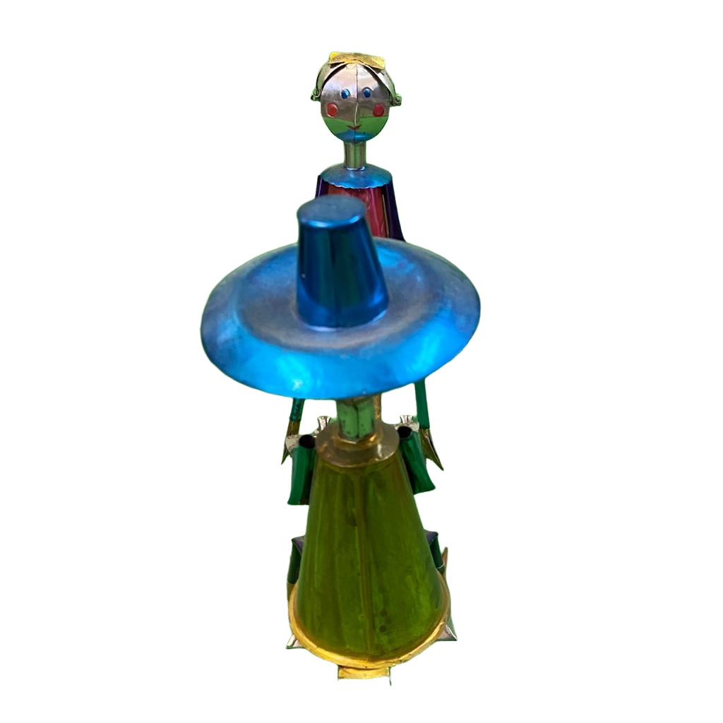 Handcarved Mexican Tin Sculptures, Colorful Seesaw Couple, Colorful Decor