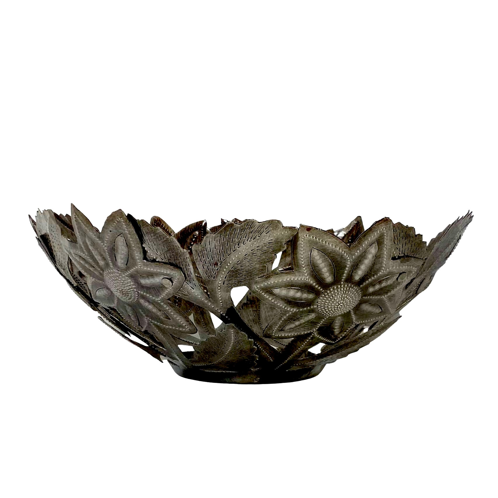 Hand Carved Wood and Iron Floral Wall Hook, 'Lotus Bloom