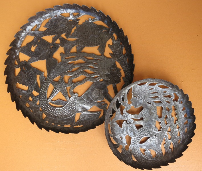 mermaid sea bowl, fruit bowl, centerpiece, Haiti Metal Art ...