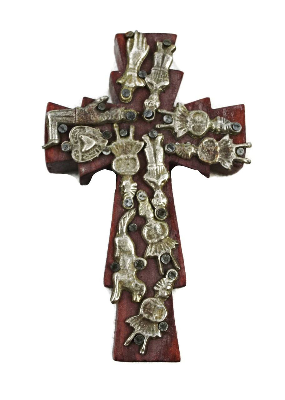 handmade cross, milagro cross, mexican charms, sacred object, miracle