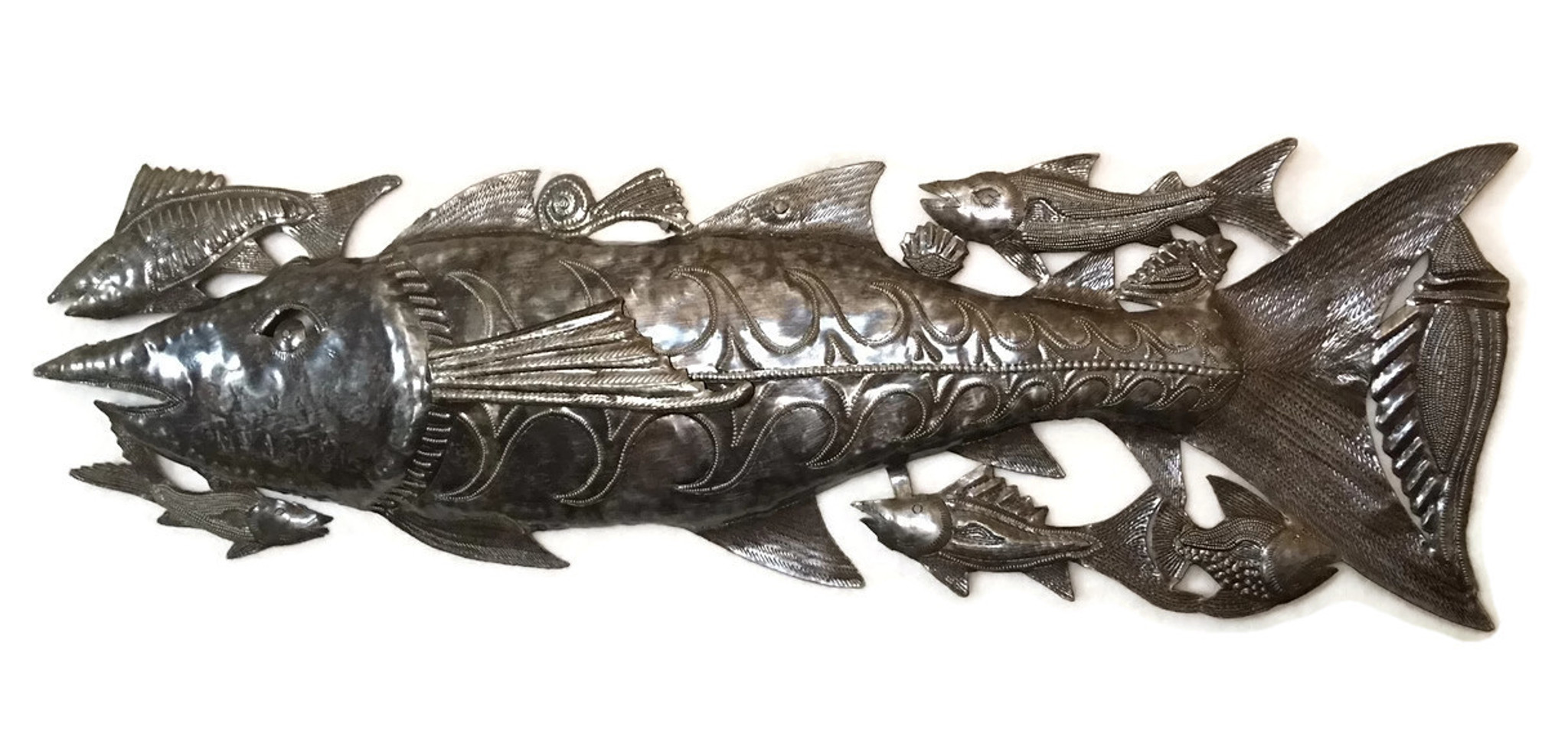 METAL FISH Wall Decor, Recycled Steel Drum, Metal Wall Hanging, Outdoor  Metal Art, Haitian Metal Art, Fish Wall Hanging, 15 X 35, 355-35 