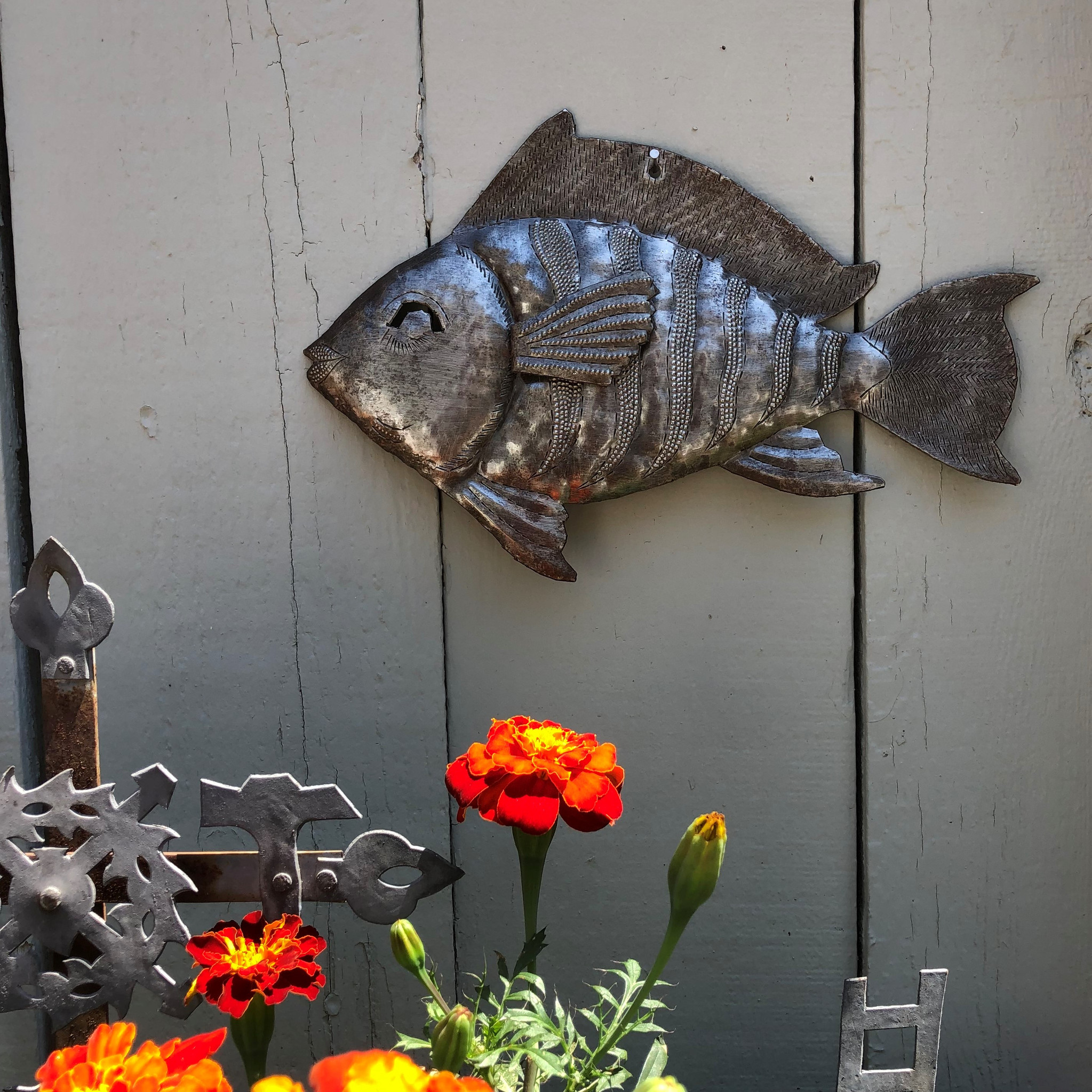 Nautical Set of 4 Fish, Handmade in Haiti, Beach Home Decor, Wall Hanging  steel art