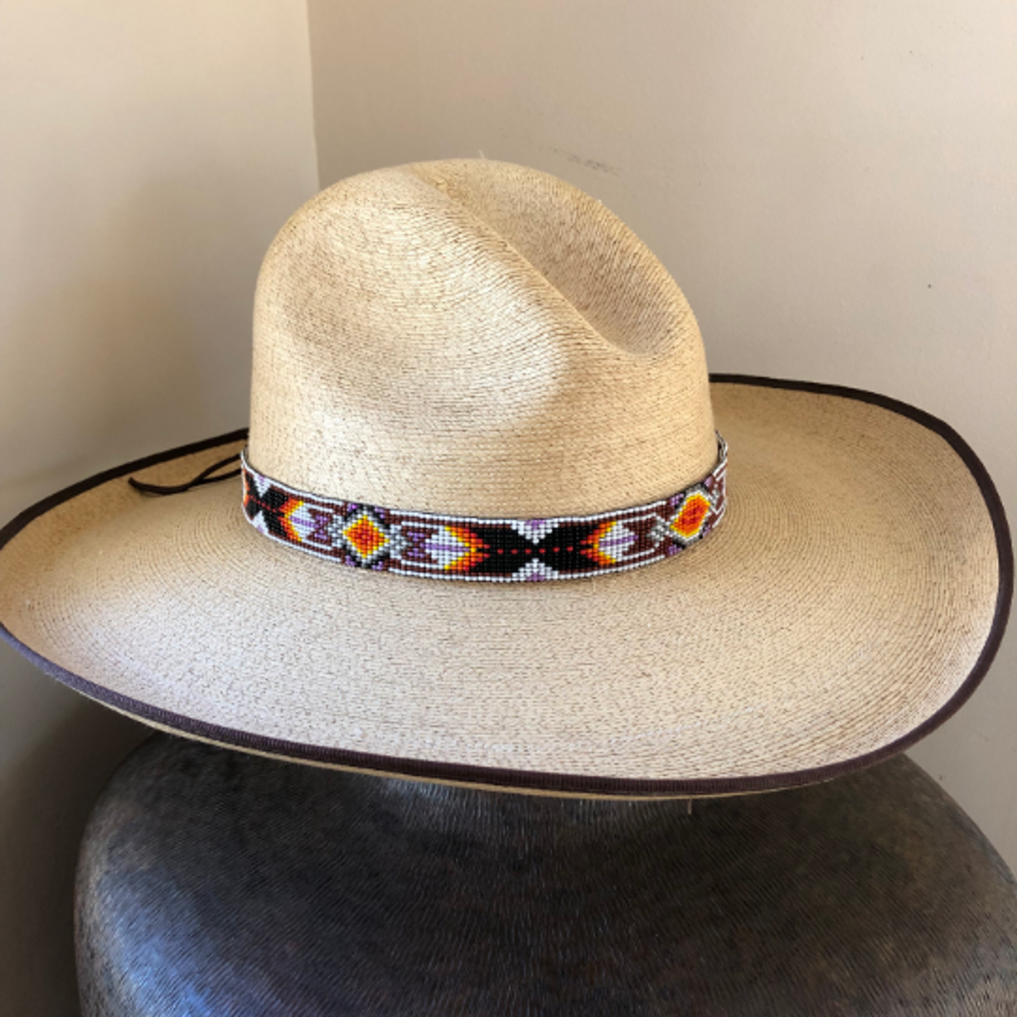 Leather Cord Hat Band With Feathers Hatband: Brown, Black, Grey