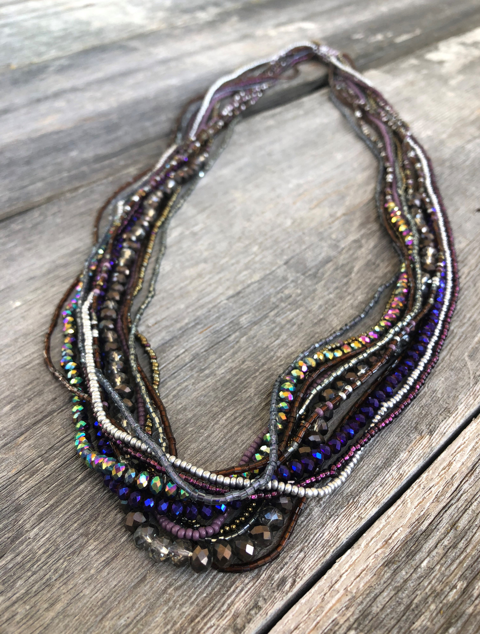 Beaded Necklace Multi Strand South Western Style Hand Made