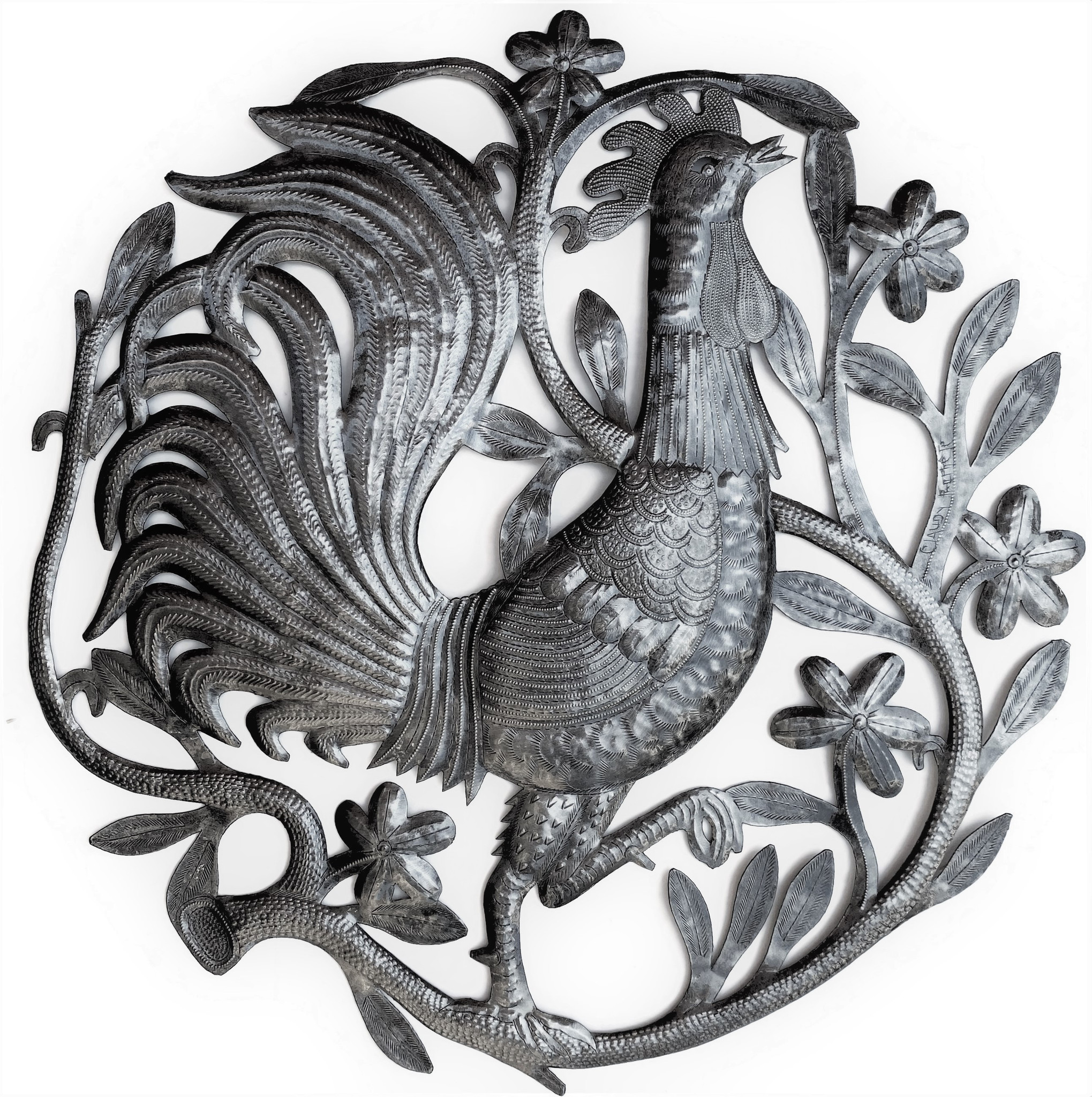 Large Metal Wall Hanging Artwork Handmade In Haiti From Recycled Steel Barrels