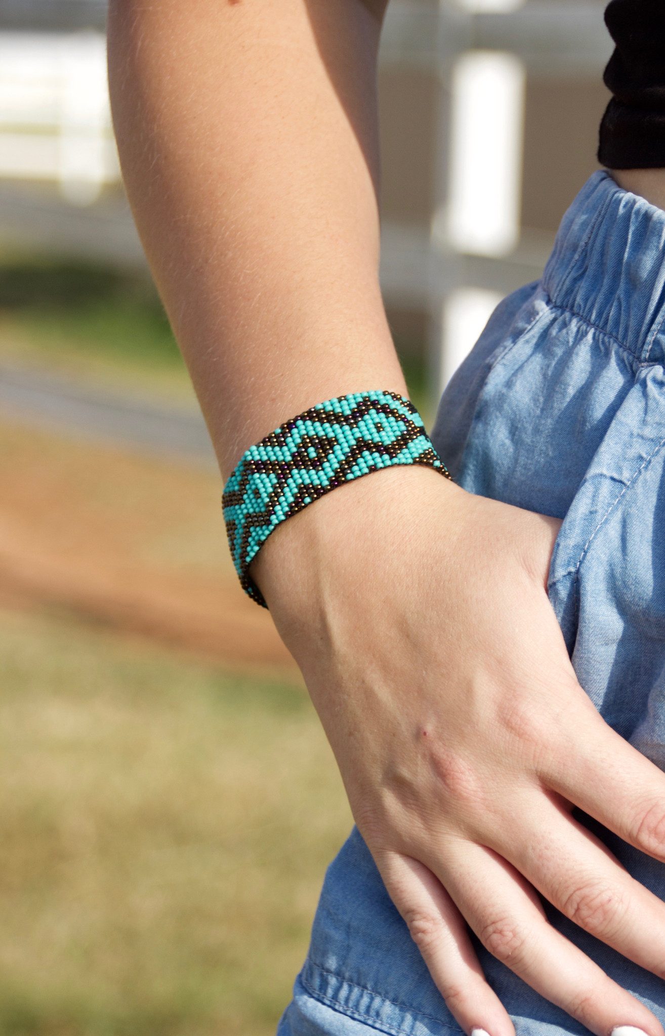 Navajo Turquoise, Coral and Sterling Silver Row Cuff Bracelet