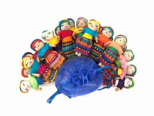 Mini Decorative Worry Dolls, Handmade Cotton Dolls from Guatemala, 2 Inches, Party Favors Gift Ideas, Fun Festive Figurines