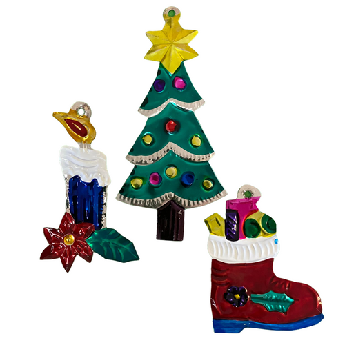 Mexican Painted Tin Art from Oaxaca , hearts, Culture Art