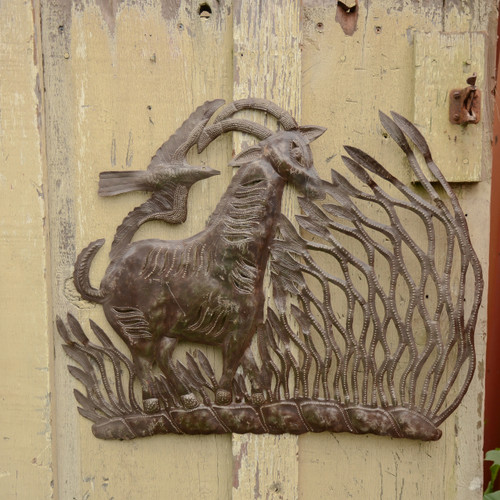 Goat, Bird, Fair Trade Haiti, Recycle, Sustainable, Eco-Friendly, Metal, Sculpture