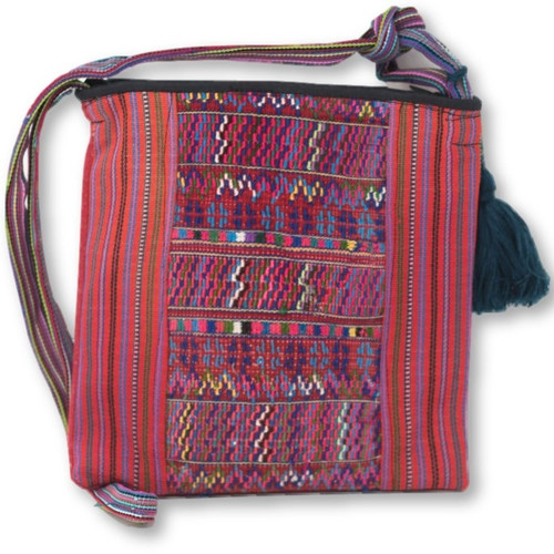 Up-cycled Traditional Huipil, from Todo Santos Guatemala, 8.5" x 9"