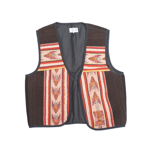 Unisex Bolivian Vest made from Traditional Antique Manta Size Large