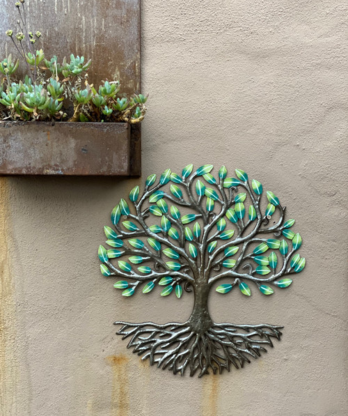 METAL TREE of LIFE - Handmade in Haiti, Wall Hanging Tree of Life, Authentic Upcycled Artwork, Indoor Outdoor Display, Decorative, Painted METAL TREE of LIFE - Handmade in Haiti, Wall Hanging Tree of Life, Authentic Upcycled Artwork, Indoor Outdoor Display, Decorative, Painted