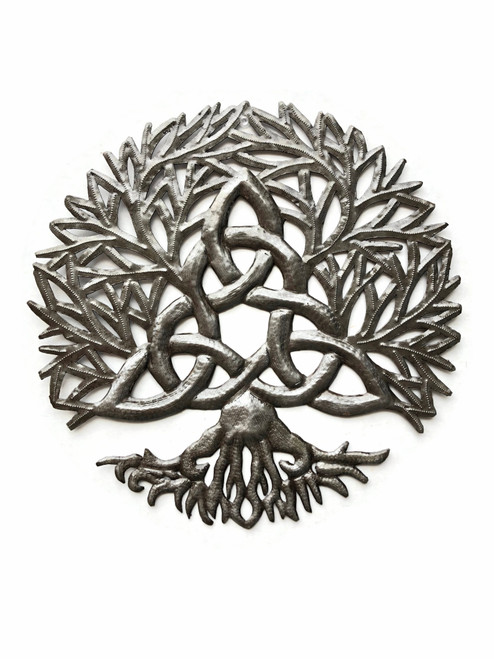 Celtic Knot Symbol, Tree of life Wall Hanging Art, Authentic Upcycled Artwork from Haiti, Handmade from Recycled Barrels, 13.75 Inches Roun Celtic Knot Symbol, Tree of life Wall Hanging Art, Authentic Upcycled Artwork from Haiti, Handmade from Recycled Barrels, 13.75 Inches Roun