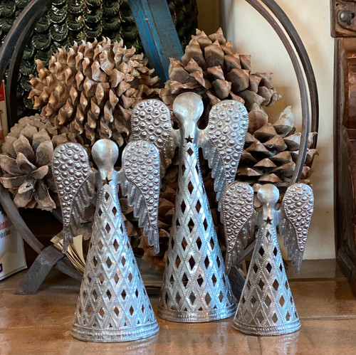 Angels, Set of 3 Christmas Holiday Table Top Decorations, Handmade Figurines, Festive Celebrations 11, 9, 7 Inches Tall Angels, Set of 3 Christmas Holiday Table Top Decorations, Handmade Figurines, Festive Celebrations 11, 9, 7 Inches Tall