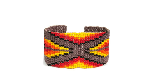 Beaded Bracelets, Mauve Bracelet with Yellow and Orange Seed Beads, Wristband Jewelry, Handmade, 1.25 x 7.5 Inch Beaded Bracelets, Mauve Bracelet with Yellow and Orange Seed Beads, Wristband Jewelry, Handmade, 1.25 x 7.5 Inch
