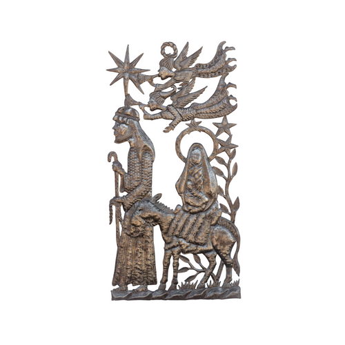 Religious Home Decor, Christmas Decor, X-Mas Decor, Flight to Egypt Wall Sculpture, Jesus Mary Joseph Wall Art, North Star Religious Decor