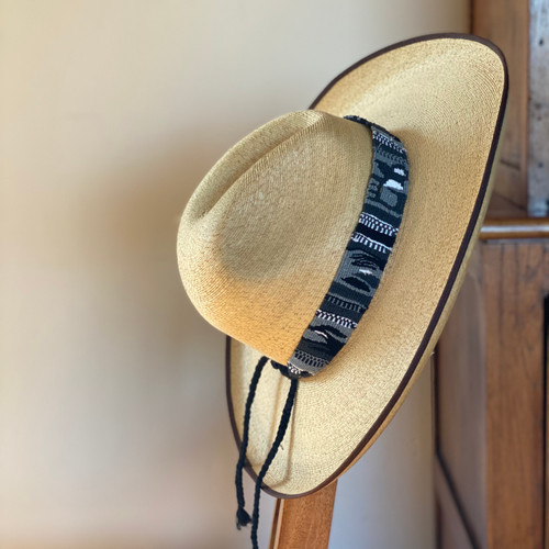 Mayan Arts Handmade Hatbands, Black and White, Multicolor Hat Band, Handwoven, Wrap Around Tie, Western Wear, Cowboy