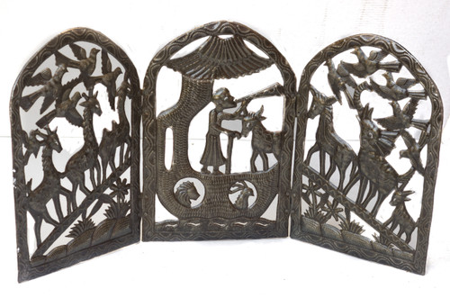 Triptych Noah & The Arc, Metal Noah & The Arc Decor, Metal Religious Decor, Metal Biblical Decor  Triptych Noah & The Arc, Metal Noah & The Arc Decor, Metal Religious Decor, Metal Biblical Decor