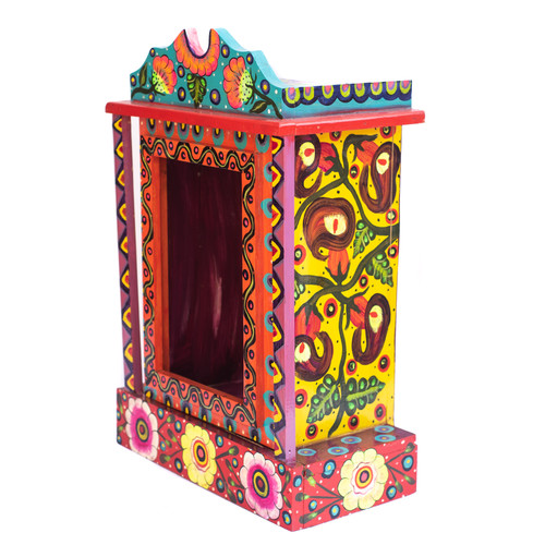 Colorful Retablo, Colorful Altar, Floral Altar, Wooden Altar, Religious Decor