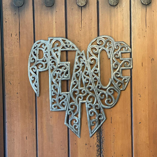 Peace Sign, Heart Shaped Peace Sign, Metal Wall Hanging, Handmade, 15 x 16 Inches
 Peace Sign, Heart Shaped Peace Sign, Metal Wall Hanging, Handmade, 15 x 16 Inches