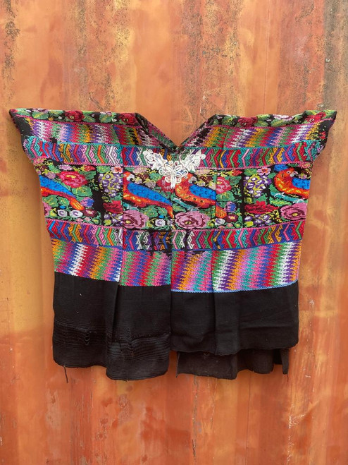 Huipil Blouse, Vintage Huipil, Vintage Guatemalan Huipil, Vintage Floral Huipil, Vintage Parrot Huipil, Vintage Bird Huipil