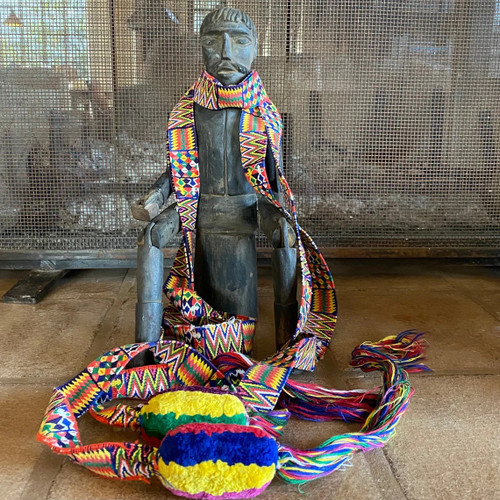 Zunil Cinta with Pom Poms, Guatemalan Belt with Pom Poms, Pom Poms 