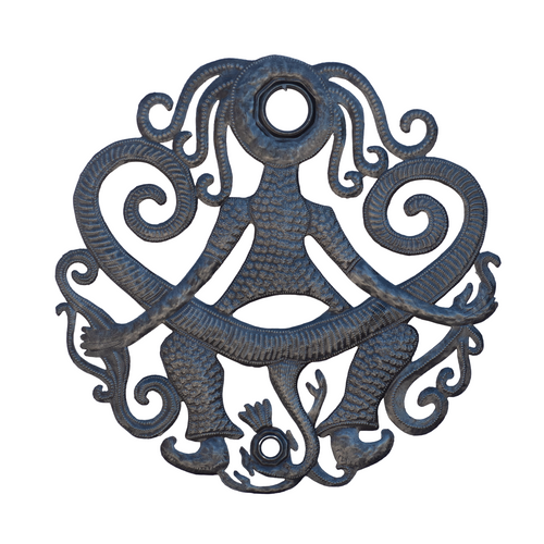 Handcrafted Girl Sculpture, Haitian Girl, Haiti Girl, Unique Girl Decor, Unique Girl Sculpture, Oil Barrel Lid Sculpture 