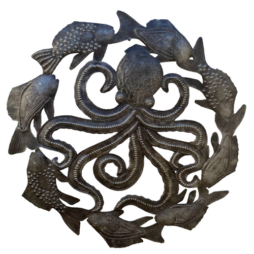 Octopus & Fish, Fish Swimming in Circles, Metal Octopus, Metal Octopus Decor, Octopus Sculpture, Garden Decor, Nautical Home Decor, Nautical Sculpture, Beach Home, Beach Home Decor  Octopus & Fish, Fish Swimming in Circles, Metal Octopus, Metal Octopus Decor, Octopus Sculpture, Garden Decor, Nautical Home Decor, Nautical Sculpture, Beach Home, Beach Home Decor