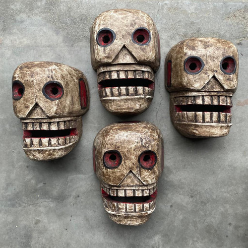 Handcarved Skeleton Mask, Handcarved Wooden Day of the Dead Mask