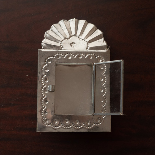 Silver Nicho, Silver Tin Nicho, Mexican Tin Nicho, Vintage Tin Nicho 