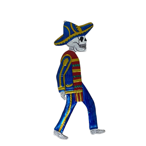 Day of the Dead Tin, Day of the Dead Skeleton, Day of the Dead Tin Skeleton, Tin Skeleton Ornament, Day of the Dead Mariachi Skeleton 
