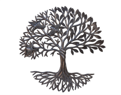 Tree of Life with Roots, Wall Hanging Artwork from Haiti, 23 Inches Round