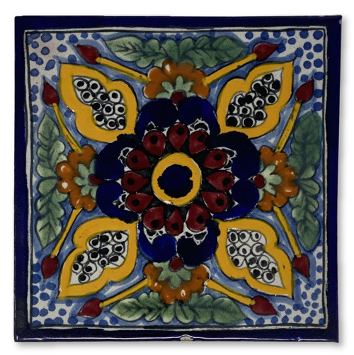 Hand Painted Talavera Tile, Talavera Tiles, Floral Talavera, Mexican Talavera, Mexican Talavera Folk Art, La Corona Family Talavera, Puebla Mexico, Mexican Talavera, Bathroom Talavera, Kitchen Talavera 