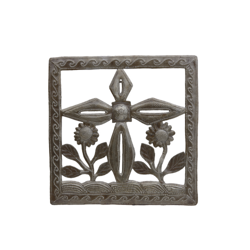 Religious Cross in Garden, Religious Garden Decor, Garden Flowers, Metal Flowers, Flower Decor, Floral Art Sculpture  Religious Cross in Garden, Religious Garden Decor, Garden Flowers, Metal Flowers, Flower Decor, Floral Art Sculpture