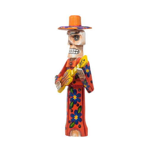 Day of the Dead, Dia de los Muertos Musician, Day of the Dead Musician, Day of the Dead Mariachi, Dia de los Muertos Mariachi, Colorful Day of the Dead Folk Art, Wooden Skeleton, Wooden Musician Skeleton, Skeleton Musician, Halloween, Mexican Folk Art, Mexican Day of the Dead