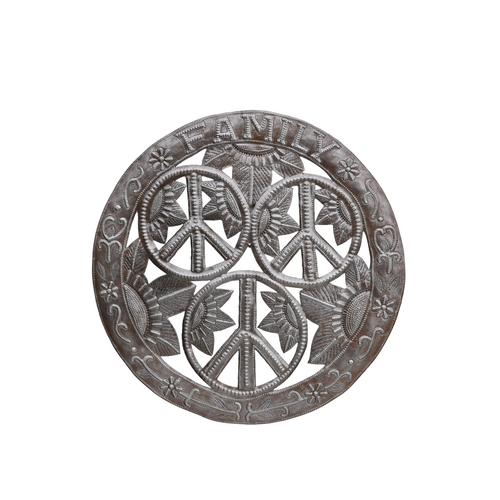 Peace in the Family, Family Peace, Garden Peace, Home Decor, Handcrafted Haitian Metal Art, Flower Peace Sign, Peace Wall Art, Peace Sign Wall Sculpture  Peace in the Family, Family Peace, Garden Peace, Home Decor, Handcrafted Haitian Metal Art, Flower Peace Sign, Peace Wall Art, Peace Sign Wall Sculpture