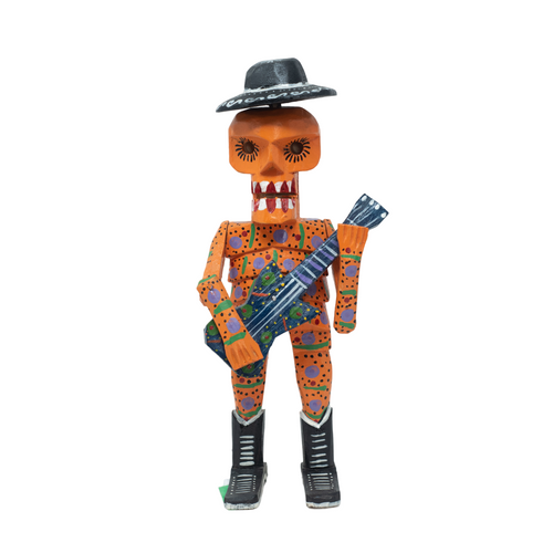 Day of the Dead, Dia de los Muertos Musician, Day of the Dead Musician, Day of the Dead Mariachi, Dia de los Muertos Mariachi, Colorful Day of the Dead Folk Art, Wooden Skeleton, Wooden Musician Skeleton, Skeleton Musician, Halloween, Mexican Folk Art, Mexican Day of the Dead