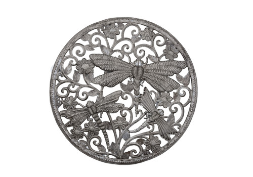 Dragonfly in the Garden, Sunflower Wall Decor, Fair Trade 23 Inches