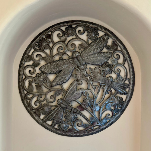 Dragonfly in the Garden, Sunflower Wall Decor, Fair Trade 23 Inches