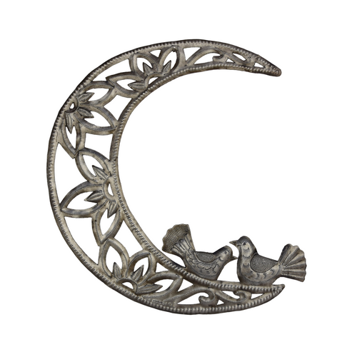 Metal Moon, Celestial Moon, Love Birds, Moon & Birds, Garden Birds, Garden Moon with Birds, Love Birds Over the Moon, Wedding Day Gift, Anniversary Gift