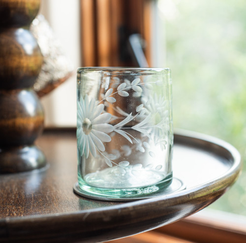 Vintage Mexican Etched Glass, Rose Ann Hall Condessa Double Old Fashioned Glass, Handblown Glass, Mexican Glass, Kitchen & Home Decor, Floral Engraved Glass, Old Fashinoed Floral Glass Vintage Mexican Etched Glass, Rose Ann Hall Condessa Double Old Fashioned Glass, Handblown Glass, Mexican Glass, Kitchen & Home Decor, Floral Engraved Glass, Old Fashinoed Floral Glass