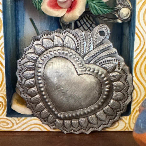 Milagro Heart, Sacred Heart, Metal Sacred Heart, Metal Hearts, Metal Guardian Heart, Religious Heart, Religious Milagro Heart
