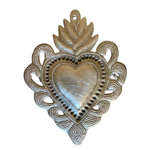 Heart Charm, Milagro, Metal Sacred Heart