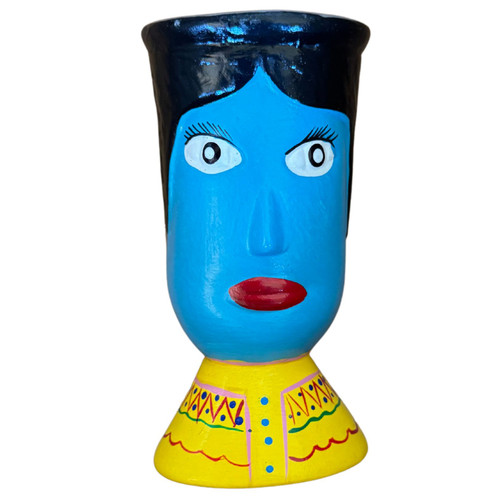 hand painted vase pencil holder folk art, Guatemalan Folk Art, Vintage Guatemalan Folk Art, Guatemalan Decor, Whimsical Folk Art, Colorful Home Decor 