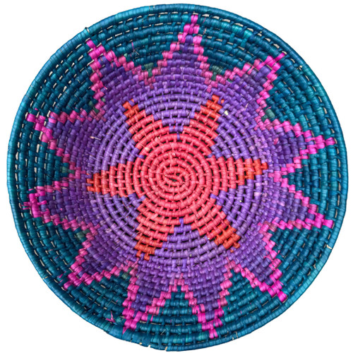 Hand Woven Coil Method Toluca Basket Green, Purple,Red and Pink