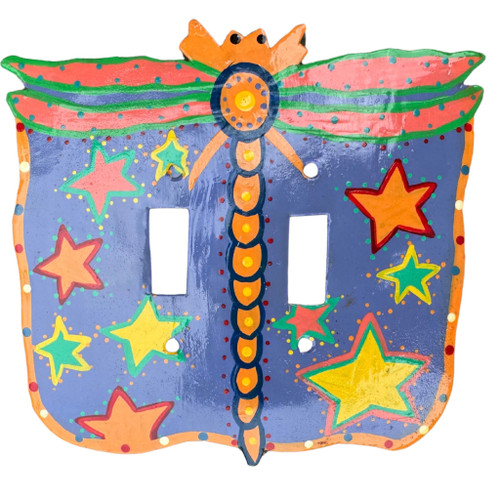 Dragonfly Double Light Switch Cover Bright Cover Hand Painted Haiti Dragonfly Double Light Switch Cover Bright Cover Hand Painted Haiti