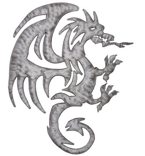 Fire Breathing Dragon, Quality Haitian Metal Sculpture
